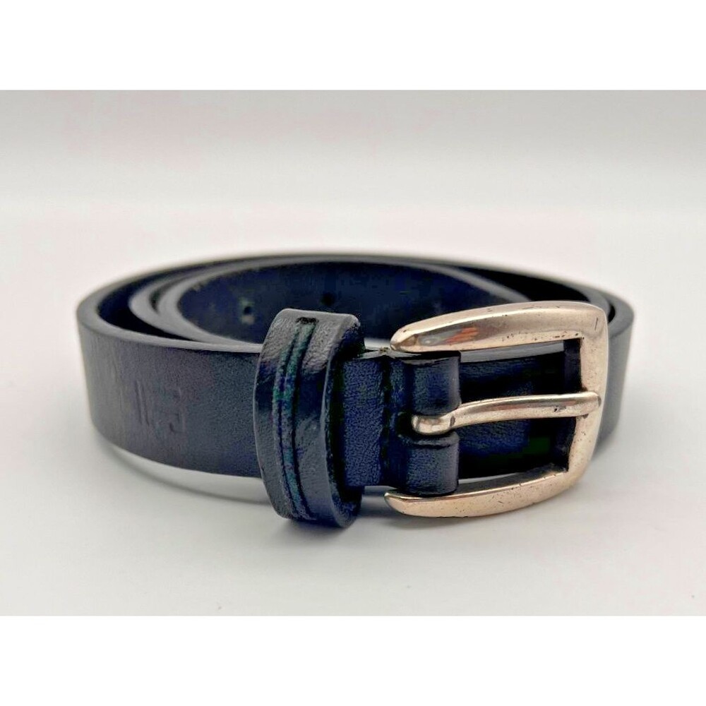 Liz Claiborne Womens Leather Belt Size Medium Black Saddle Stitch Minimalist